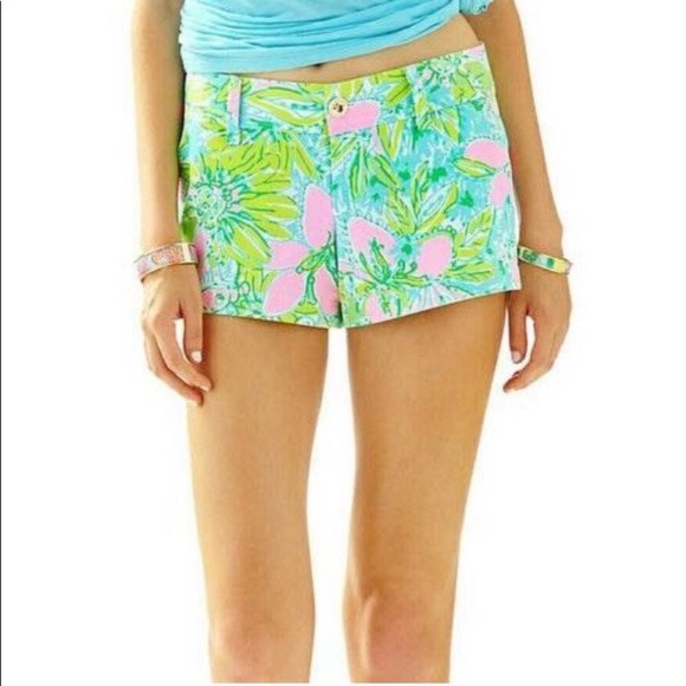 Lilly Pulitzer Walsh Shorts Green Pink Size 8